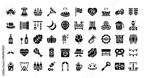 Oktoberfest icons set ,glyph style.Vector illustration