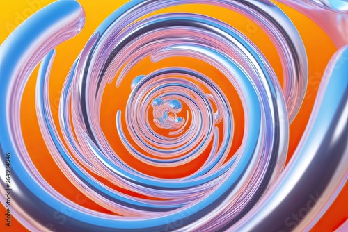 Vibrant 3D Opalescent Shapes Swirling on a Bright Background