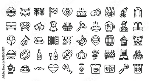 Oktoberfest icons set ,outline style.Vector illustration