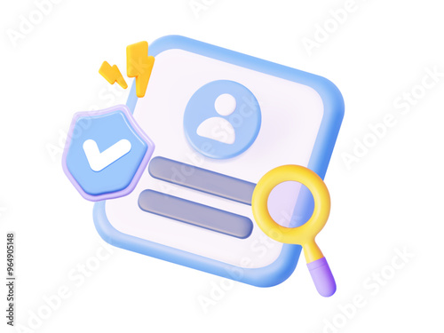 Avatar profile with a magnifying glass for the concept of two-step verification. For data protection, verification, and security.