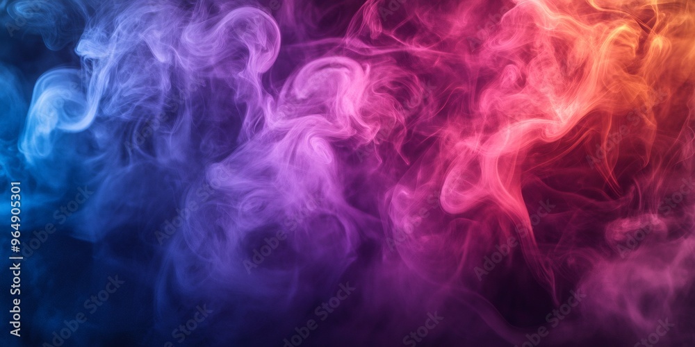 Abstract colorful smoke background in blue, pink, and orange hues on dark background. Abstract colorful smoke background in blue, pink, and orange hues on dark background.