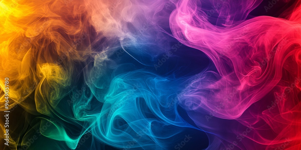 Abstract colorful smoke swirl against a dark background. Abstract colorful smoke swirl against a dark background.