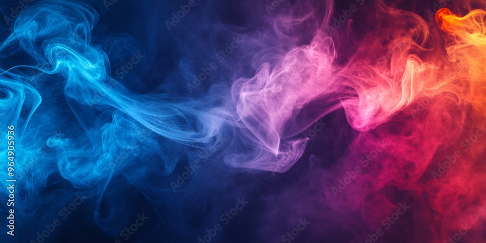 Abstract colorful smoke swirls on a dark background. Abstract colorful smoke swirls on a dark background.