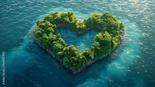 Heart Shaped Green Island Paradise