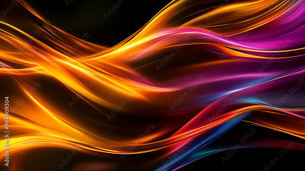 Abstract colorful glowing waves in motion on black background. Dynamic, vibrant, and futuristic. Abstract colorful glowing waves in motion on black background. Dynamic, vibrant, and futuristic.