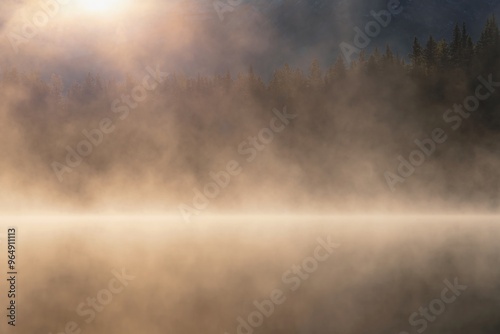 Sunshine Fog Over A Lake photo