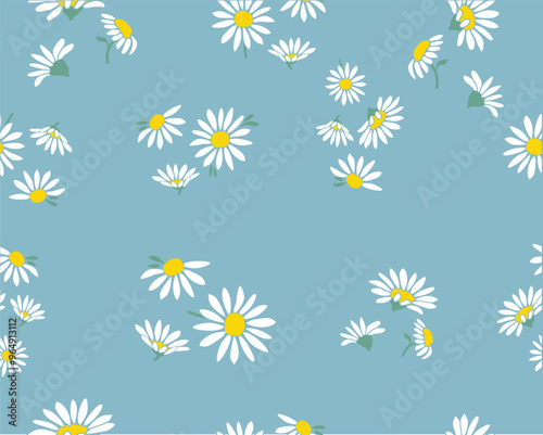 Camomile icon set. White daisy chamomile. Growing concept. Love card symbol. Flat design. Green background. Isolated. seamless repeating