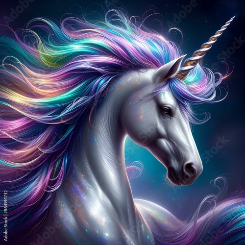 Fantasy Unicorn with Shimmering Iridescent Mane
