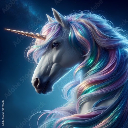 Fantasy Unicorn with Shimmering Iridescent Mane
