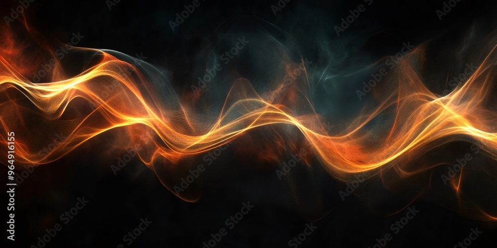 Abstract glowing orange and blue waves on a black background. Abstract glowing orange and blue waves on a black background.