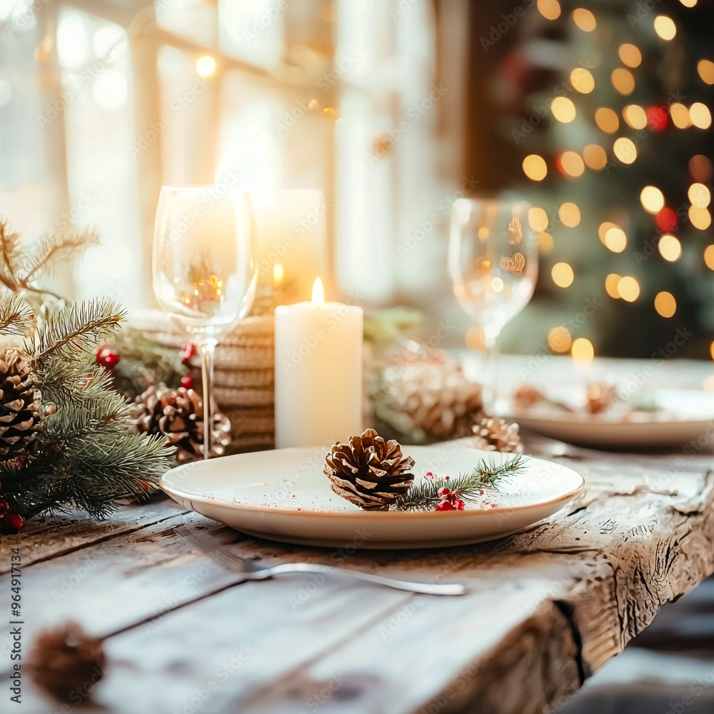 A table with a white plate and a candle on it A table with a white plate and a candle on it