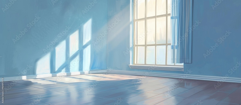 Fototapeta premium Empty Room Brighten Up By The Morning Sunlight
