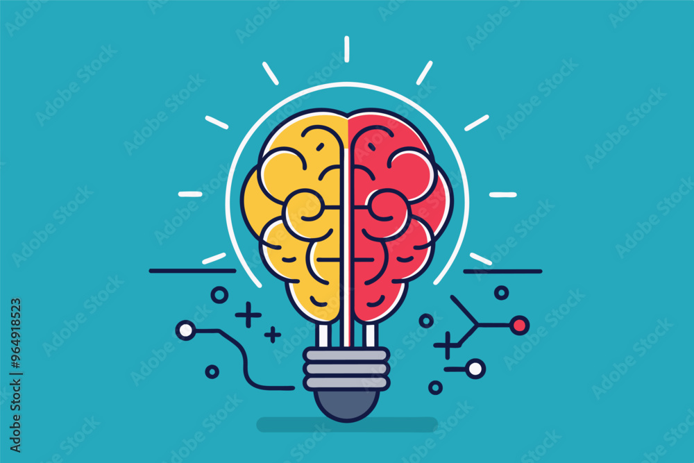 A creative illustration of a light bulb with a colorful brain design, symbolizing creativity and innovation in a vibrant pink background A creative illustration of a light bulb with a colorful brain design, symbolizing creativity and innovation in a vibrant pink background