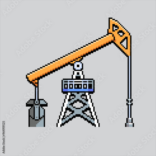 Pixel art illustration Oil Drill. Pixelated Oil Well. Desert Oil Drill Well pixelated for the pixel art game and icon for website and video game. old school retro.