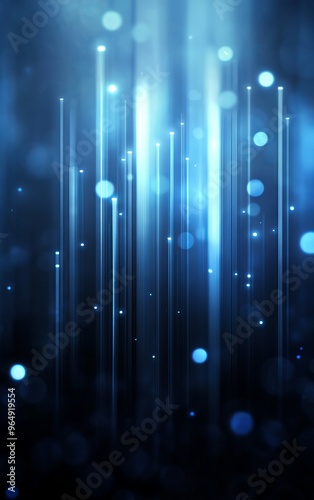 A captivating blue abstract background featuring luminous lines and glowing particles, perfect for technology and design themes.