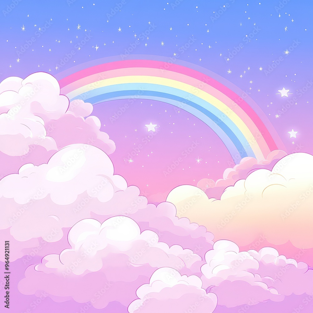 Dreamy Sky with Rainbow and Pastel Clouds Dreamy Sky with Rainbow and Pastel Clouds