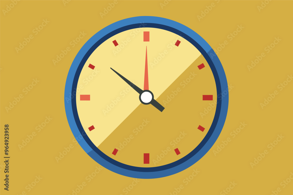 A vibrant wall clock showing 10:10 against a bright yellow background, representing the passage of time in a modern, minimalistic design A vibrant wall clock showing 10:10 against a bright yellow background, representing the passage of time in a modern, minimalistic design