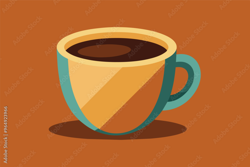 A colorful ceramic cup filled with dark coffee placed against a warm, earthy background creates a cozy atmosphere A colorful ceramic cup filled with dark coffee placed against a warm, earthy background creates a cozy atmosphere