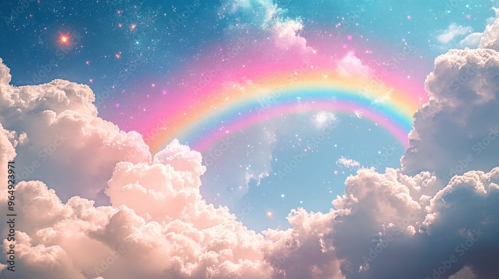 Dreamy Sky with Rainbow and Pastel Clouds Dreamy Sky with Rainbow and Pastel Clouds