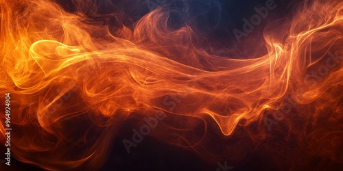 Abstract orange and red smoke swirl over dark background.