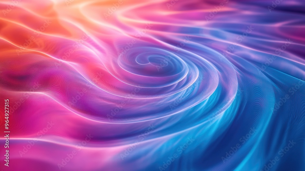 Fototapeta premium The colors blend smoothly from the center outwards, with the blues in the middle gradually transitioning to pinks and purples.
