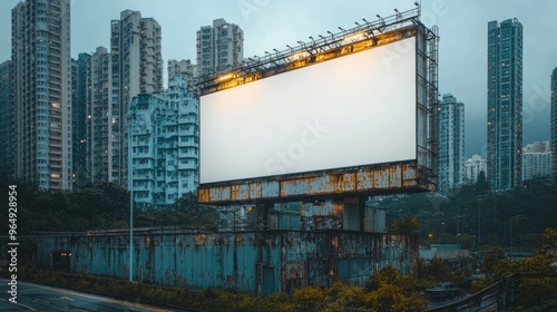 Blank Billboard in Urban Setting