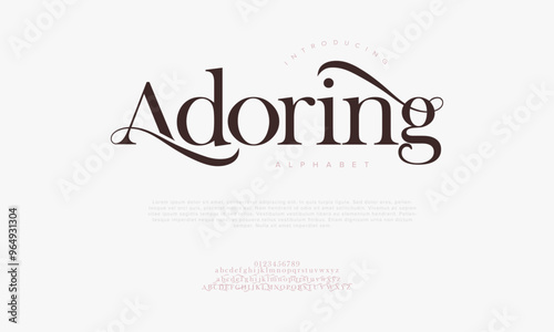 Adoring typography beauty fashion elegant minimalist serif italic fonts decorative wedding vintage retro logos. Minimal luxury font alphabet logo. Vector illustration