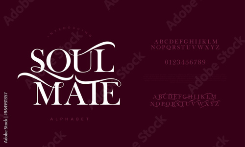 Soulmate typography beauty fashion elegant minimalist serif italic fonts decorative wedding vintage retro logos. Minimal luxury font alphabet logo. Vector illustration