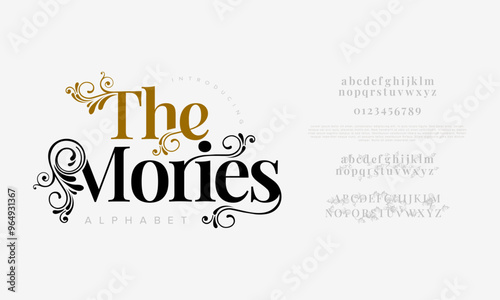 Themories typography beauty fashion elegant minimalist serif italic fonts decorative wedding vintage retro logos. Minimal luxury font alphabet logo. Vector illustration