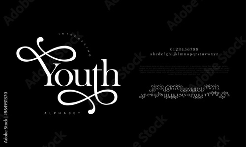 Youth typography beauty fashion elegant minimalist serif italic fonts decorative wedding vintage retro logos. Minimal luxury font alphabet logo. Vector illustration