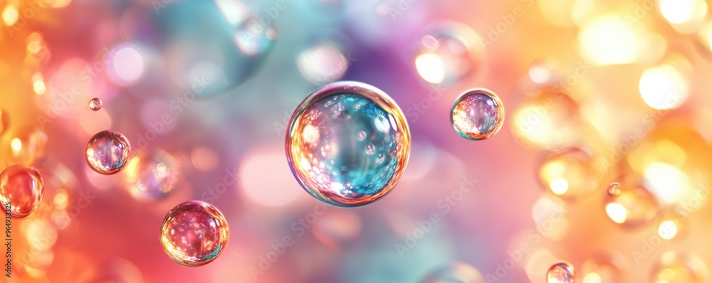 Colorful soap bubbles floating in abstract background, vibrant light and color concept Colorful soap bubbles floating in abstract background, vibrant light and color concept