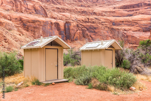 Restroom with solar panels in Red canyon national park in Utah, USA