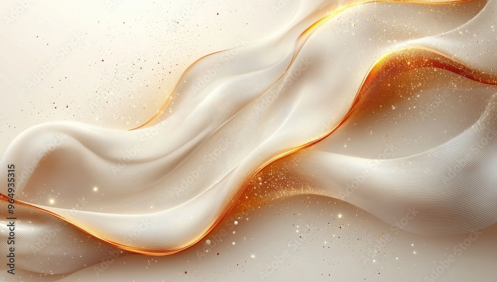 Abstract Golden Waves with Glitter