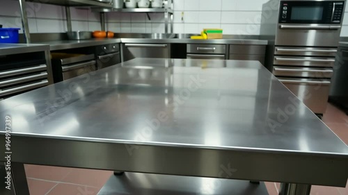 Exploring a modern stainless steel kitchen setup with organized workspaces and essential cooking tools