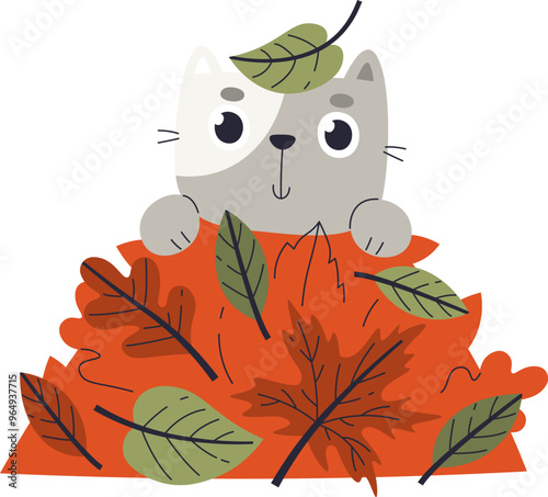 Hat With Autumn Leaves Pile