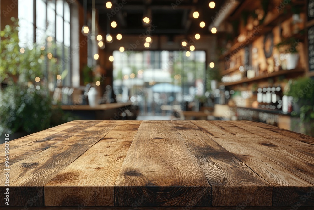 Wooden Tabletop in a Cozy Cafe Setting Wooden Tabletop in a Cozy Cafe Setting