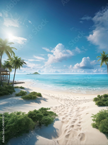 Relaxing Tropical Paradise with Sunny Beach and Surf