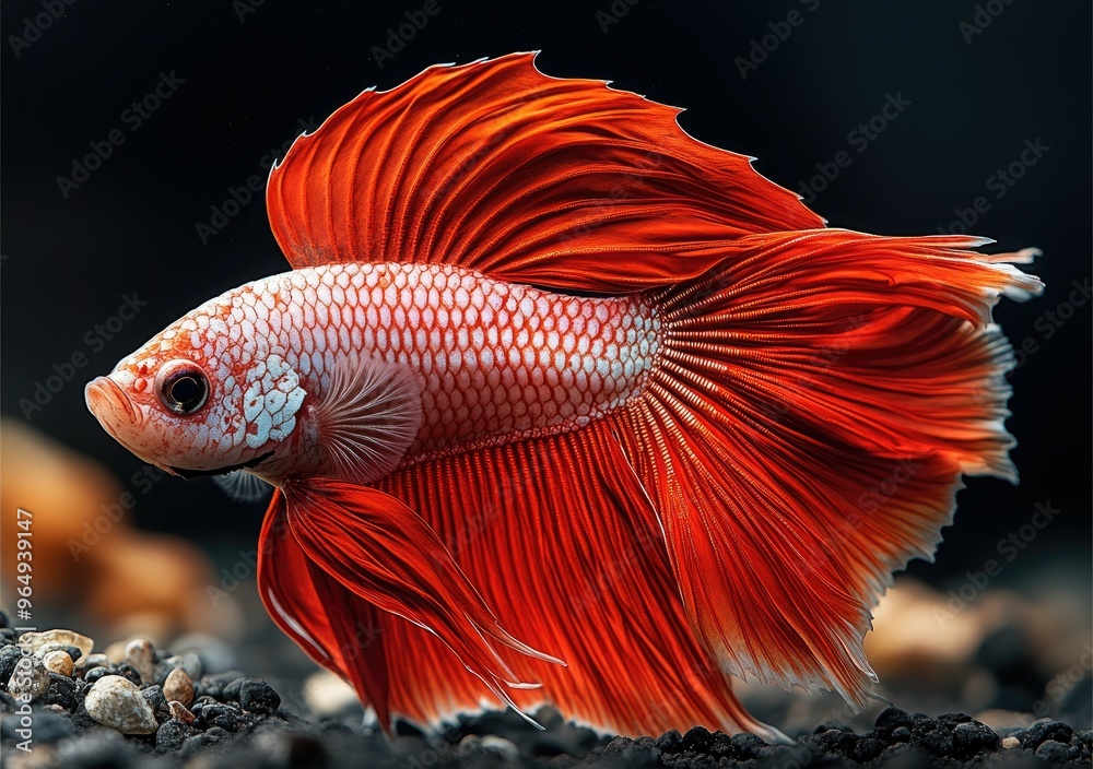 A Vibrant Betta Fish With Red and White Scales