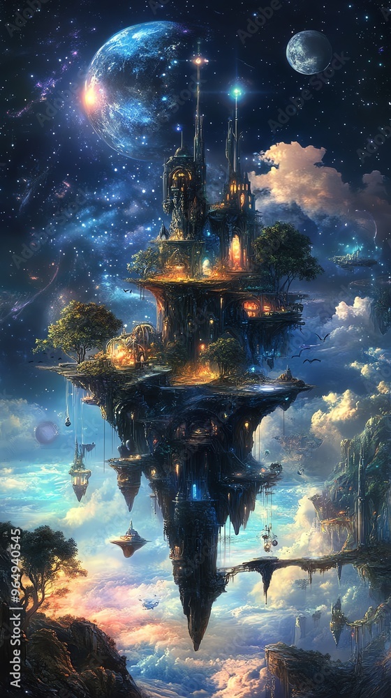 Obraz premium A breathtaking fantasy world merges with space exploration