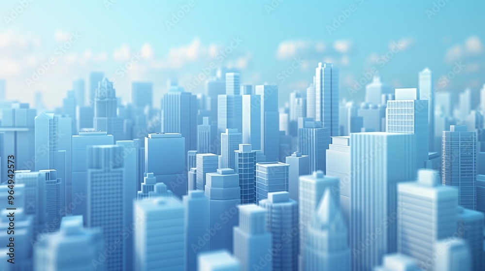 Blue-Toned Urban Skyline Illustration for Modern City Concepts and Architectural Design Blue-Toned Urban Skyline Illustration for Modern City Concepts and Architectural Design