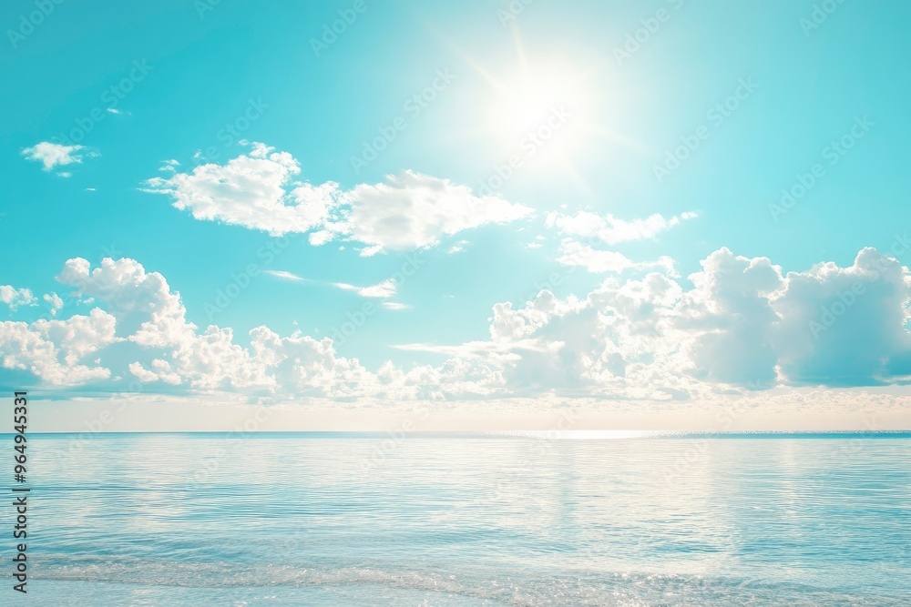 Panorama of clear sky background for summer vacation concept at ocean and summer sea water with sunlight of beautiful cloudy sky , ai Panorama of clear sky background for summer vacation concept at ocean and summer sea water with sunlight of beautiful cloudy sky , ai