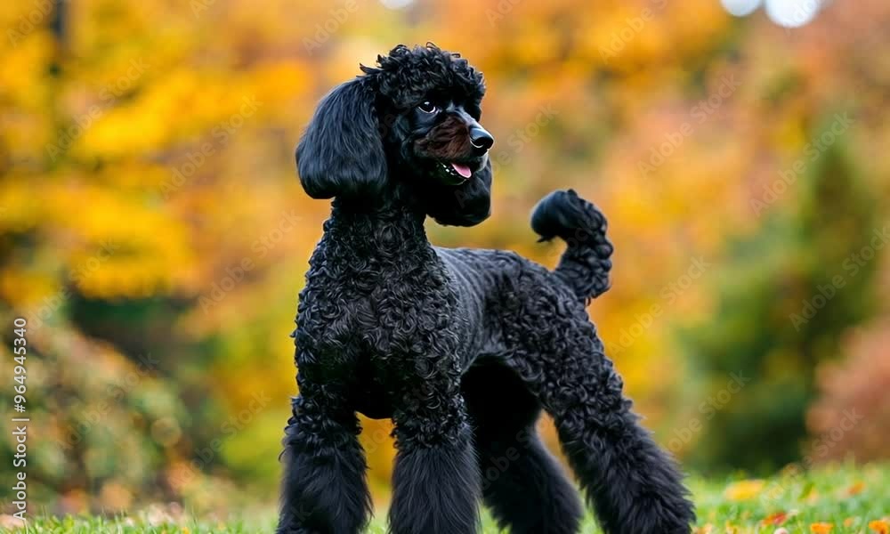 Black Poodle in Autumn Black Poodle in Autumn