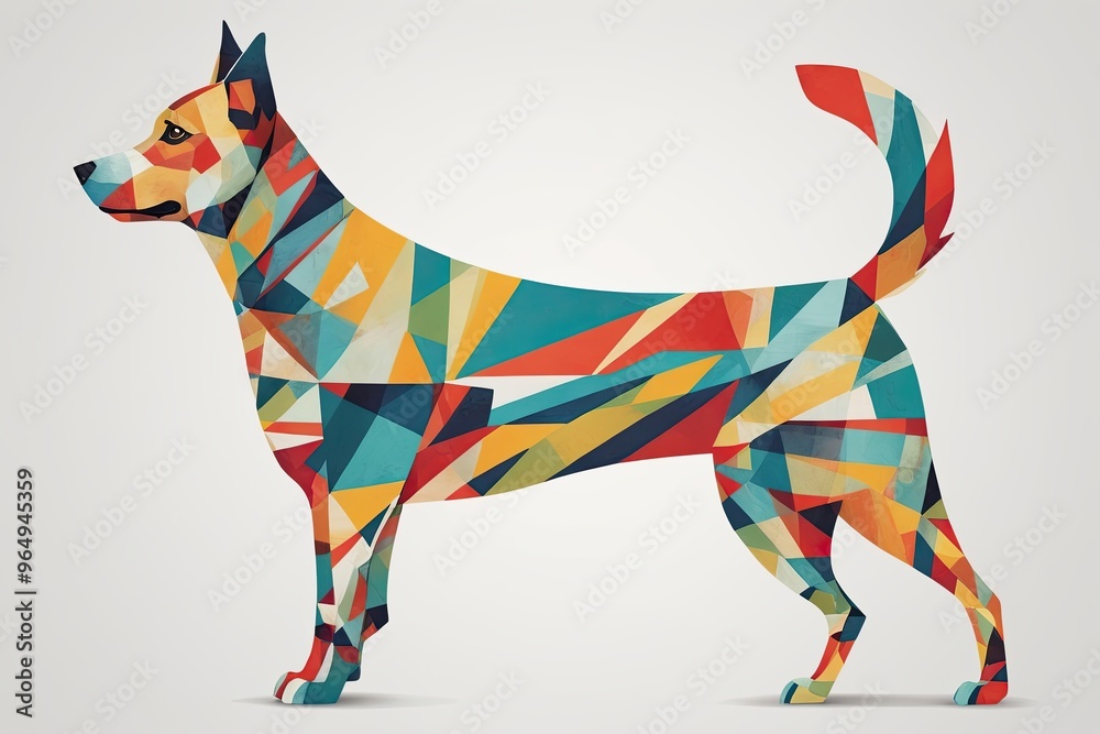 Obraz premium Abstract Dog Art: A full-body abstract illustration of a dog