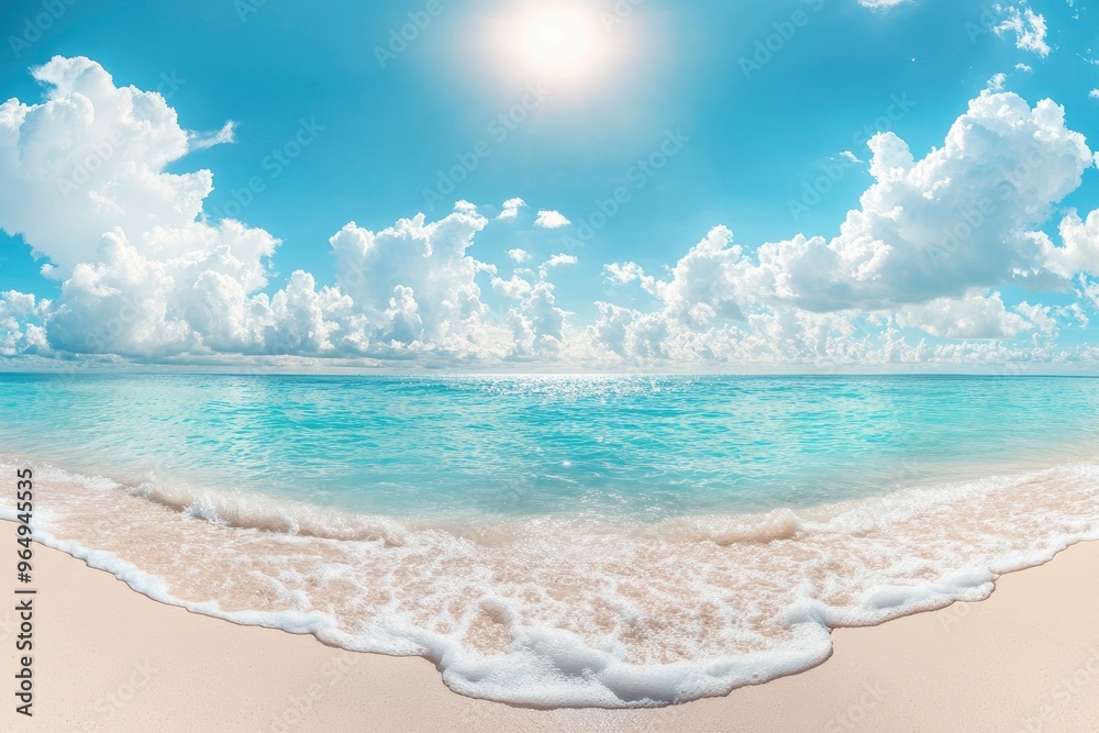Panorama of clear sky background for summer vacation concept at ocean and summer sea water with sunlight of beautiful cloudy sky , ai Panorama of clear sky background for summer vacation concept at ocean and summer sea water with sunlight of beautiful cloudy sky , ai