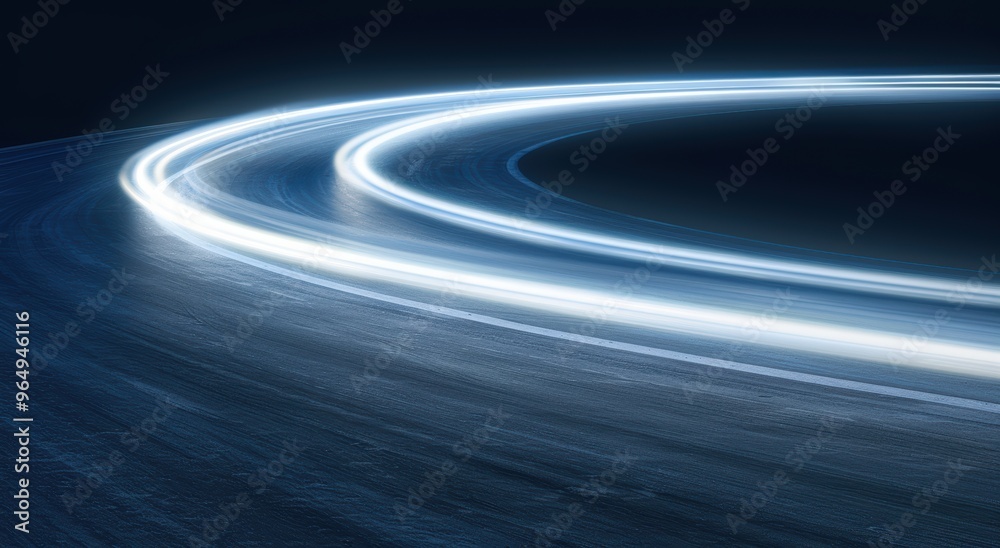 Abstract swirling light trails in dark blue background Abstract swirling light trails in dark blue background