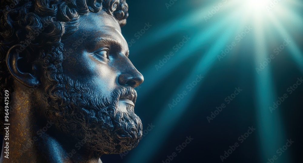 Dramatic portrait of a bearded man with intense expression Dramatic portrait of a bearded man with intense expression