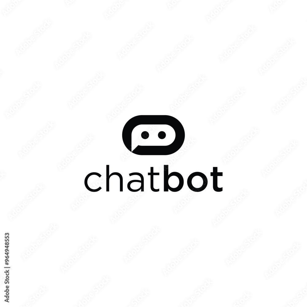 Simple bold chat bot logo icon vector Simple bold chat bot logo icon vector