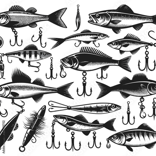 Lures Silhouettes set vector