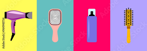 Beauty, Body Care and Cosmetics. Vector Linear Flat Icons and Design Elements