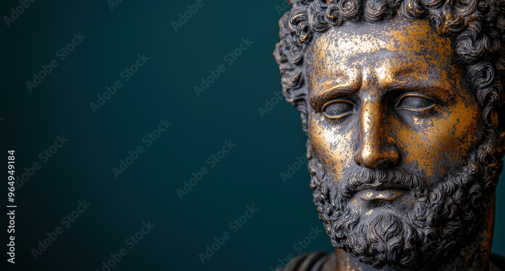 Closeup of an ancient bronze statue with ornate details Closeup of an ancient bronze statue with ornate details